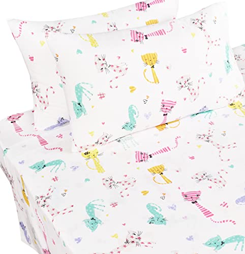 Scientific Sleep Kitty Cats Cute Fun Soft Sheets Set Queen, Fitted Sheet With 14" Inch Deep Pocket, 100% Microfiber Polyester Bedding Sheet Set For Boys Teen Kids Gift (6, Queen) #TOP2