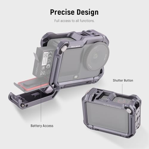 NEEWER Jaula Protectora Compatible con dji Osmo Action 6, Marco de expansión de liberación rápida de Aluminio, Accesorios de cámara de acción, Rosca de 1/4 Pulgadas y Zapata fría para trípode Selfie - imagen 3