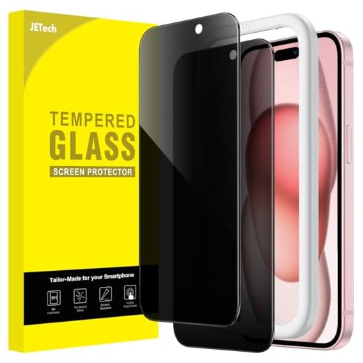 JETech Privacy Screen Protector for iPhone 15, 2-Pack