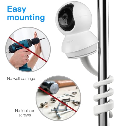 Image of Wall Mount for TP-Link Tapo C210 / C200 and Kasa Indoor Pan EC70 / KC410S, 1 Pack Adjustable Angles Bracket 180 Degree Rotation Easy to Install Security Camera Bracket /Holder (Flexible Mount)