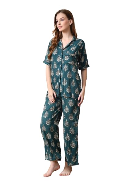 Classic Leaf-Print Night Suit Set for Timeless Comfort-picture-33