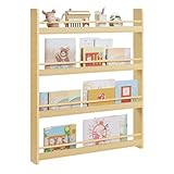 SONGMICS Étagère à Livres pour Enfants, Bibliothèque à 4 Niveaux, Étagère Murale à Jouets, pour Chambre d’Enfant, Salle de Jeux, Naturel GKR014YZ01