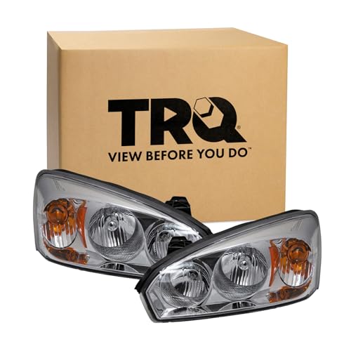 Image of TRQ 2 Piece Headlight Assembly Set Driver & Passenger Side Compatible with Chevrolet Malibu 2004-2007 Malibu Classic LS Classic LT 2008 GM2502235 GM2503235 15851372 15851373