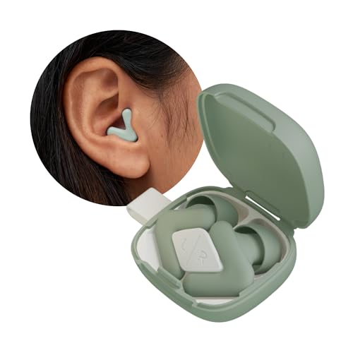Alpine Silence Earplugs for Sleep, Focus & Travel - V-Shape Snug Fit & Soft Oval Tips – 4 Sizes XS/S/M/L - Comfortable, Reusable Hearing Protection - 22dB – Green