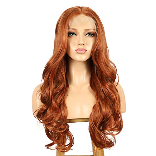 ALICE Lace Front Wigs Orange Wig 24" Long Middle Part Synthetic Wigs for women