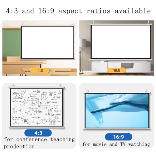 Pantalla de proyección manual 72in 4:3 para cine y oficina miniatura 5