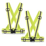 SAWNZC Reflective Vest Running 2Pack, High Visible Running Vest Gear for Biking Jogging Dog Walking, Adjust for Men Women Kids (Yellow)