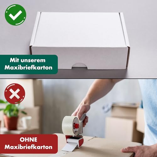 WPTrading - 250 Stück Maxibriefkarton 180 x 130 x 45 mm 1-wellig weiß - Faltkarton mit Steckverschluss als Maxibrief für Warenversendung - Versand Kartonage für Päckchen - Karton Versandverpackung