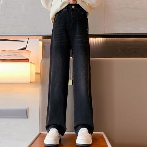 Little Kids Girls Stacked Jeans Raw Hem Flare High Waist Aesthetic Baggy Pants Butt Lifting Clothes for Girls 10-12 Jeans3