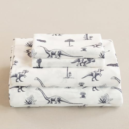 Jessrydo Full Sheet Set Kids Deep Pocket Full Sheets Soft Cute Bed Sheets 4 Pieces Full Bed Sheets Kids Boys Girls DinosaurPattern Printed Set with 1 Flat Sheet 1 Fitted Sheet 2 Pillowcases