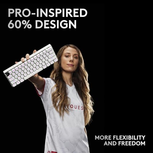 Image of Logitech G PRO X 60 Lightspeed Wireless Gaming Keyboard, Ultra Compact TKL 60% Mechanical Keyboard for Windows PC, LIGHTSYNC RGB, Dual-Shot PBT Keycaps, GX Optical Linear Switches - White