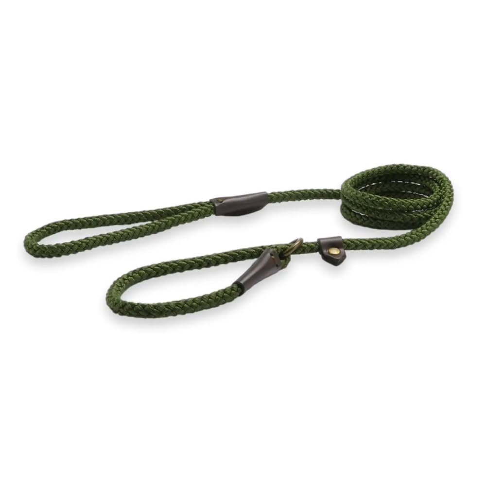 – Ancol Heritage Nylon Rope Slip Lead, 1.5 m Length x 8 mm Width, Green