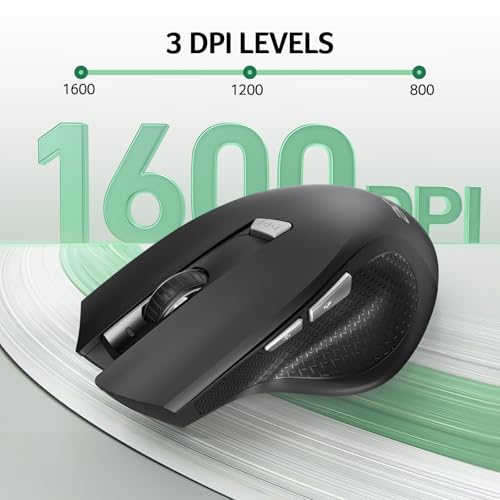 Image of Acer Wireless Mouse for Laptop, 2.4GHz Computer Mouse 3 Adjustable DPI Office Cordless USB Mice with USBA Receiver, 6 Buttons, 1600 DPI, Medium to Large Sized Hands (Dark)