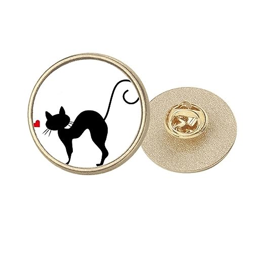 Broche chat silhouette ronde en cadeau métal doré clip taille M