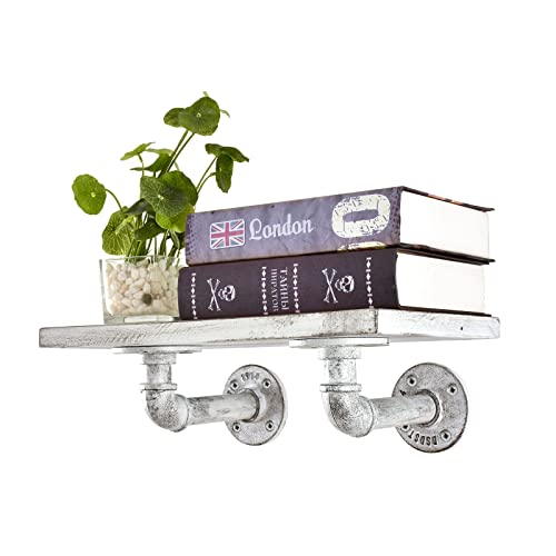 Hoemlim Pipe Shelf Bracket Industrial Diy White Antique Iron Pipe Brackets Hanging Wall Mounted Double Flange For Wood Floating Shelves Heavy Duty Decorative Rustic Shelving Brackets 7.09’’*3.94’’ #TOP3