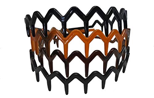 Dmtse Set Of 4 X Zig Zag Sharks Tooth Hair Plastic 4 Color Styles Decor Wide Hairstyle Headband Hair Comb Hoop For Men Woman #TOP4