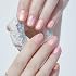 Dashing Diva Glaze Nail Strips - Pink Dew | Works with Any LED Nail Lamp | Long Lasting, Chip Resistant, Semicured Gel Nail Strips | Contains 34 Salon Quality Nail Wraps, 1 Prep Pad, 1 Nail File