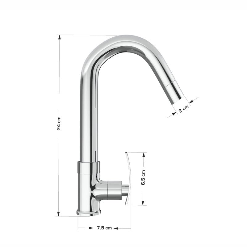 Image of GLOXY Premium Swan Neck Kitchen Sink Tap with 360 Degree Swivel Spout Delight Lever with Chrome Finish - Deck Mounted Wash Basin Tap for Kitchen Sink & Bathroom