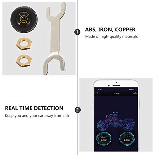 CLISPEED 1 Conjunto de de Monitoramento de Pressão de Pneus Fio Com 4 Sensores Externos de Tampa 1 C