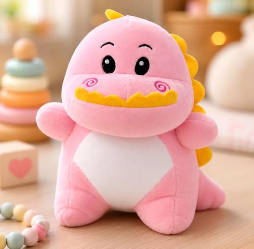Image of Toys for Kids Dinosaur Soft Plush Stuffed, Ultra Soft Skin-Friendly Polyester Cuddly Toy for Baby Boys and Girls, Washable Gift for Birthday, Playtime and Nursery Decor, Size 16 x 10 cm