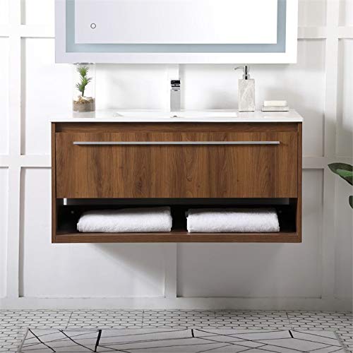 Elegant Decor 40 Inch Single Bathroom Floating Vanity In Walnut Brown #TOP7