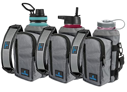 Water Bottle Holder/Carrier, Insulated w/Adjustable Shoulder Strap & Front Pockets - Comfortable Crossbody Water Bottle Holder - Water Bottle Sling Fits 25oz to 40oz Bottles