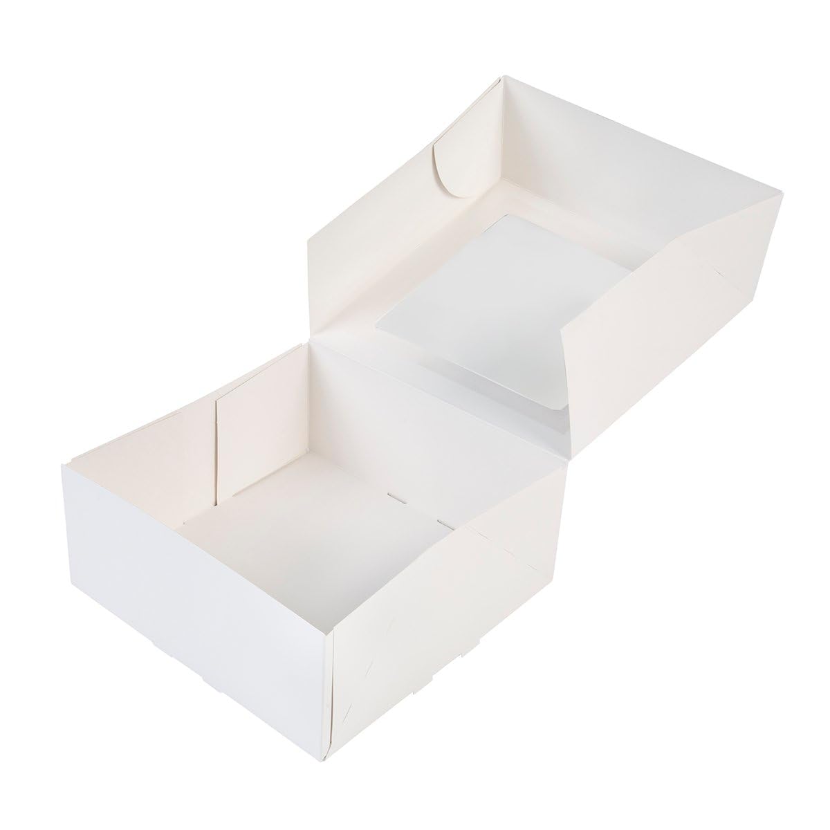BrandNewCake® Scatole per Torte con Finestra - 21x21x9 cm - Confezione da 50 - Bianco - Scatole di Cartone per Dolci