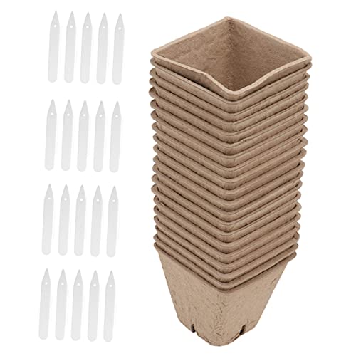 VANZACK Pots de Germination Biodégradables Papier Recyclé avec Étiquettes Lot de Pots de Culture pour Semis Godets de Démarrage pour Fleurs et Légumes Drainage Optimal Convient pour