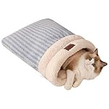SOMAHE Cat Sleeping Bag for Indoor Cats, Self Warming Cat Bed Cave Fits up to 15 lbs Pets, Pet Sleeping Bed with Plush Portable Snuggle Sack/Hideway 17''×21''Blue