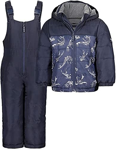 OshKosh B'Gosh Boys' Ski Jacket and Snowbib Snowsuit Set (Navy Dino, 12)