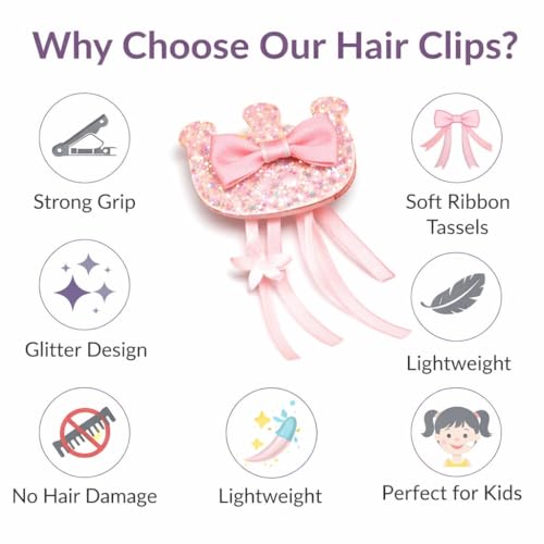 Image of Kids Glitter Crown Alligator Non-Slip Hair Clips with Box, 6 Pcs | Cute pastel hair accessories for baby girls, toddlers, and children. Perfect choice for a birthday gift or daily wear.