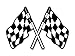 American Vinyl Dual Checkered Flags Shaped Sticker (nascar car Racing Win)
