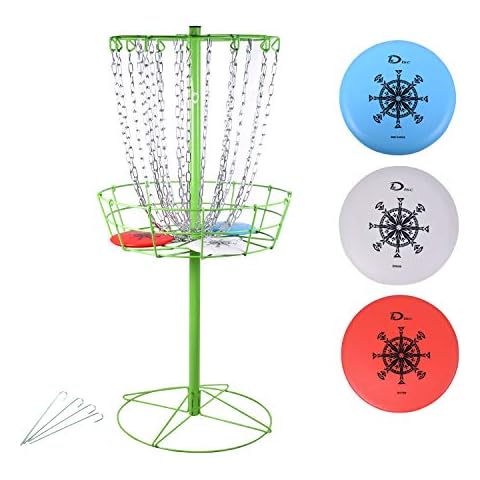 Disc Golf Basket Portable Metal Disc Golf Target Flying Disc Golf Practice Basket Indoor & Outdoor,Green Cover