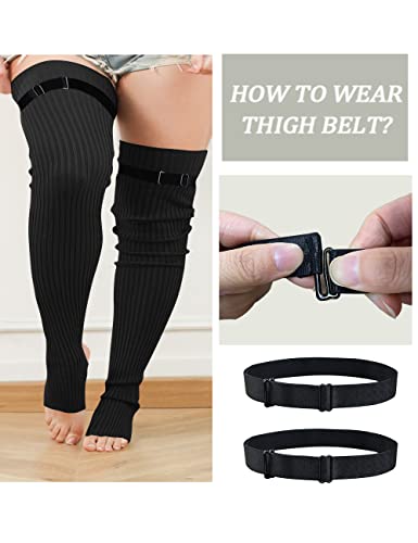 v28 Plus Size Knit Leg Warmer Women Thick Thigh High Boot Extra Long Large Socks4