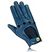 Men's Chauffeur 100% Genuine Lambskin Leather Gloves Full Finger Car Driving Motorcycle Bikers Riding Gloves (Navy Blue, L)
