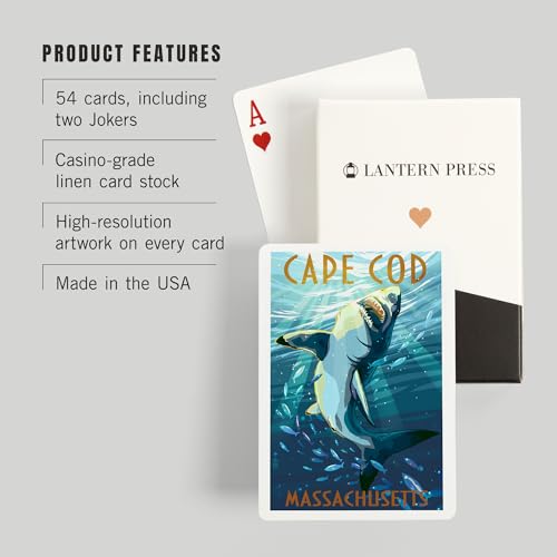 Baraja de 52 cartas tamaño póker Cape Cod Great White Shark miniatura 3