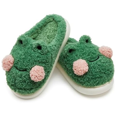 Solyinne Women's Slippers Cute Frog Slippers Bedroom Slippers Winter Warm Animal Slippers Indoor Outdoor Cover