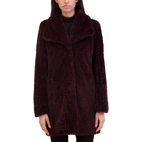 Kenneth Cole Women's Cozy Lightweight Textured Faux Fur Coat with Envelope Collar2