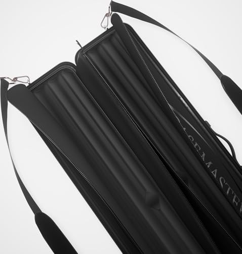 Casemaster Parallax 4x4 Billiard Cue Case, Holds 4 Butts and 4 Shafts, Foam-Padded Interior, 600D Oxford Fabric, Backpack Straps, Black
