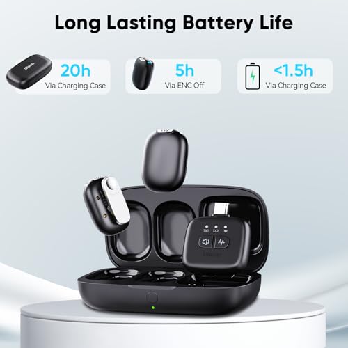 Image of ULANZI A30 Tiny Mic Magnetic, Wireless Lavalier Microphone Mini Size, Noise Cancellation, 164 ft Range, 20H Battery Life, Lapel Microphone for Video Recording, DSLR, iPhones, Android, PC