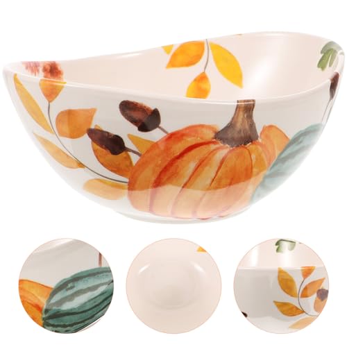 Abaodam X45EMWT381YT15X26FRGW Thanksgiving Salad Bowl, Ceramic Dessert Bowl Fall Food Serving Bowl Autumn Bowl Snack Candy Bowl Party Treat Container thumb #3