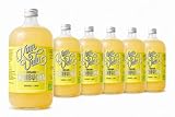 Komvida Kombucha Pack 6x750ml - Bebida Ecológica de Té fermentado, Probióticos Naturales, Sin Azúcares Añadidos - Sabor Limón con jengibre