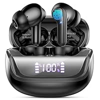 Wireless Earbuds, 2025 Bluetooth 5.4 Headphones Deep Bass, 50H Playtime In Ear Earphones HiFi Stereo, Ear buds with 4 ENC Noise Cancelling Mics, IP7 Waterproof Earbuds with Fast Charging LED Display