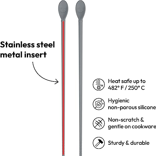 Carrotez Silicone Cooking Chopsticks, Long (12 inch) Reusable Chopsticks for Cooking, Heat Resistant, Non-Scratch, Gentle on Cookware, 1 pair - Modern Grey