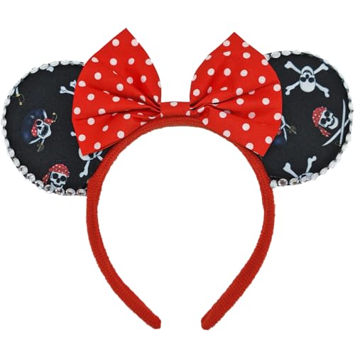 ZHENNAN Pirate Headbands for Adult, Cute Red Wave Point Pirate Hairbands Birthday Decorations Halloween Hair Accessory