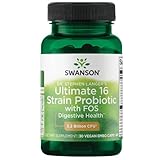 Swanson Dr. Stephen Langer's 16-Strain Probiotic with Prebiotic FOS for Gut-Health-Conscious Adults with 3.2 Billion CFU (30 Vegan Capsules, 1 Pack)
