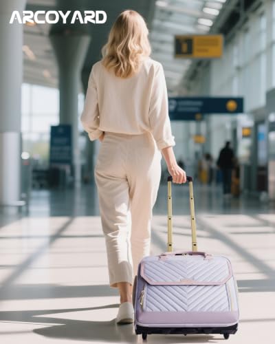 Image of Arcoyard Rolling Laptop Bag Women, Rolling Briefcase for Women for Work, 17 Inch Computer Bag with Wheels, Fashion Flap Laptop Bag With Wheels for Work Business, TSA Friendly Design, Light Purple