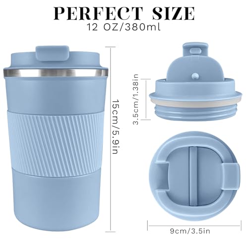 Image of Insulated Travel Coffee Mug, Stainless Steel Coffee Cup with Leakproof Lid