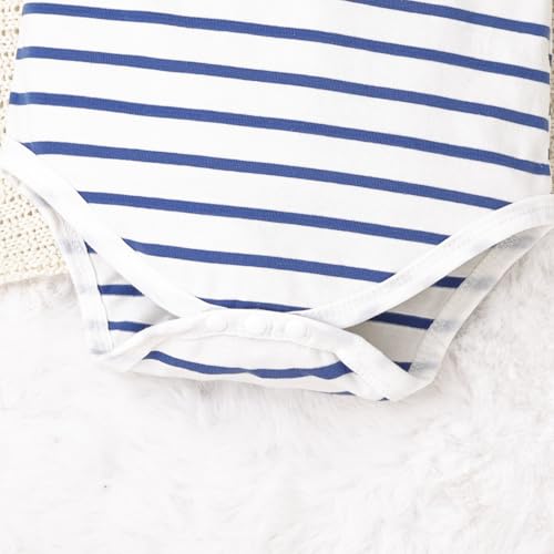 Image of Baby Boy Clothes Striped Romper Cartoon Overall Set 0-18M | Soft Breathable Cotton Romper And Animal Cartoon Overall Shorts Set Offering All-Day Comfort, Daily Wear, Machine Washable