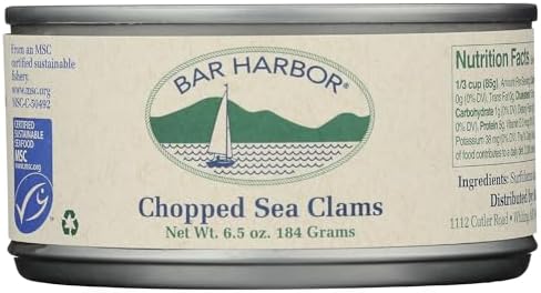Bar Harbor Chopped Surf Clams | Sweet and Tender | 6.5 oz (184 grams) can